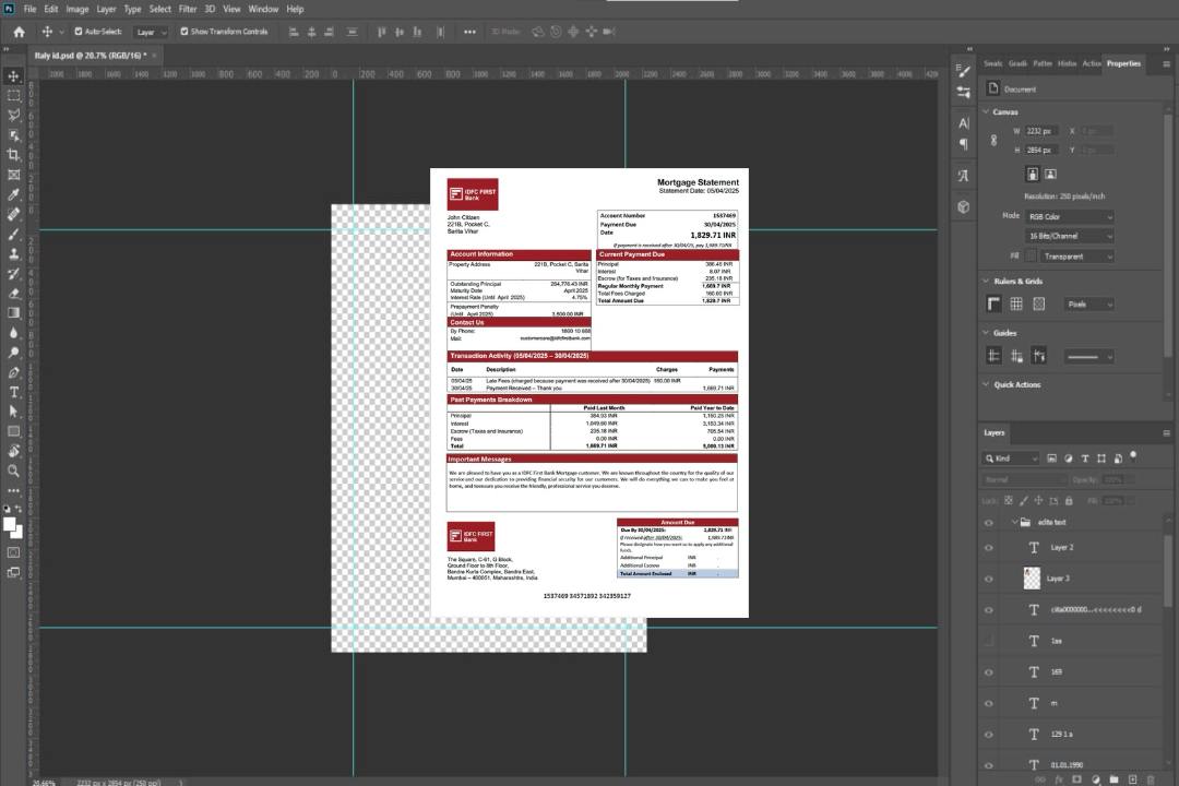 Modèle Word et PDF de relevé hypothécaire Inde IDFC First Bank template Modèle Word et PDF de relevé hypothécaire Inde IDFC First Bank template